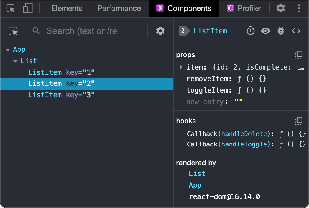 React Developer Tools extension